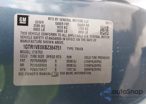 2011 GMC Sierra 1500 Sle from USA, damaged, VIN 1GTR1VE0XBZ384751